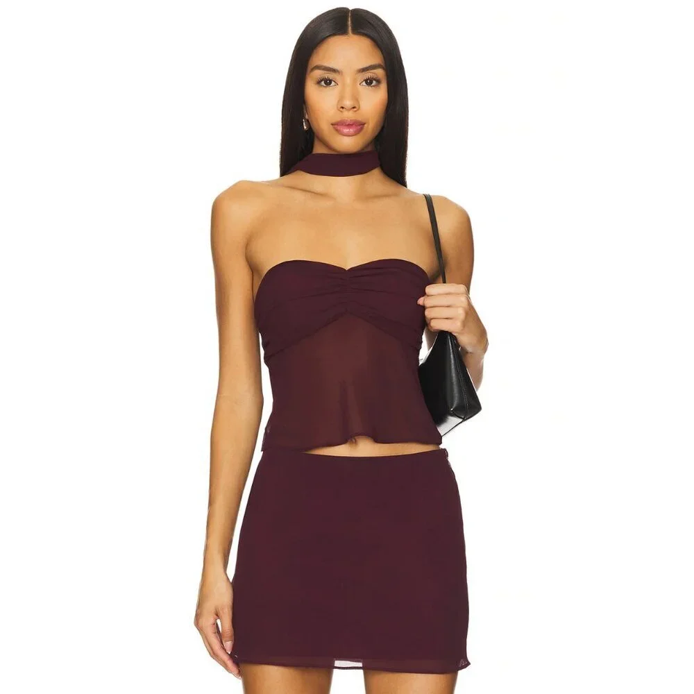 NWOT Lovers & Friends‎ Mariah Tube Top Burgundy Women S